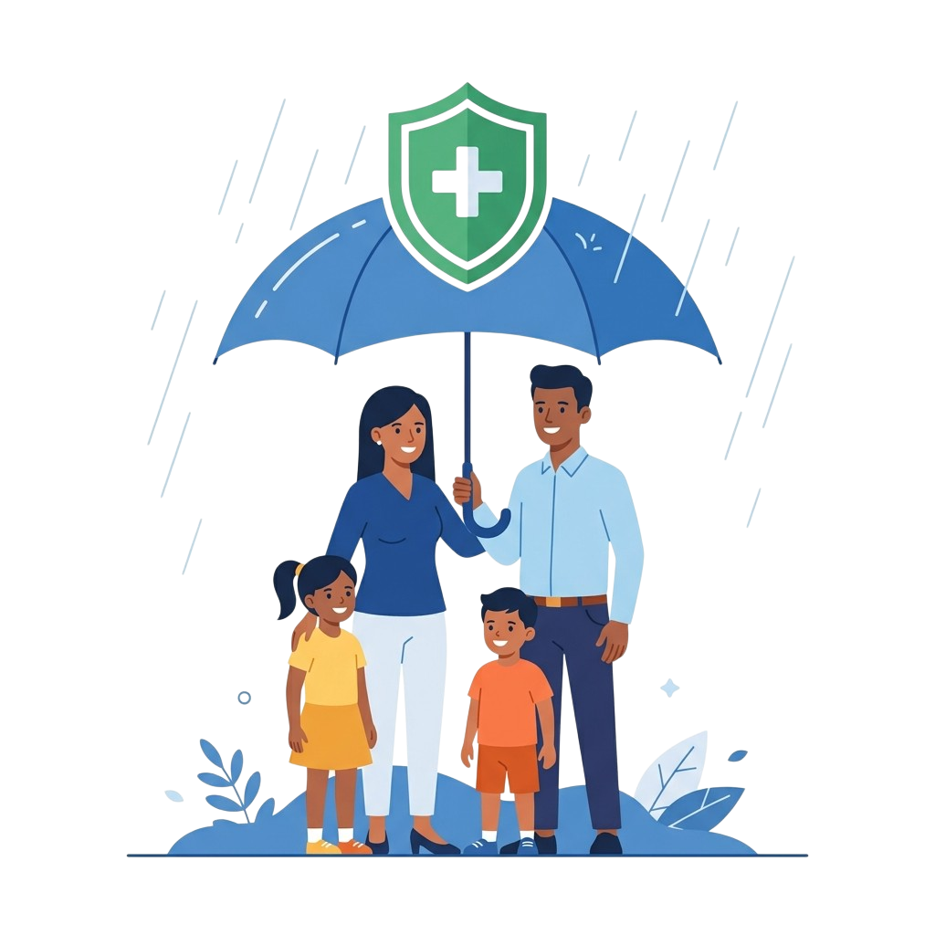 Family Insurance and Protection Services Illustration